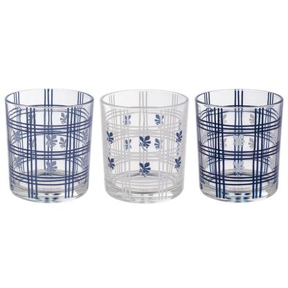 Vaso de vela azul de lineas