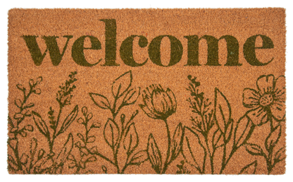 Alfombra Flores Verdes Welcome