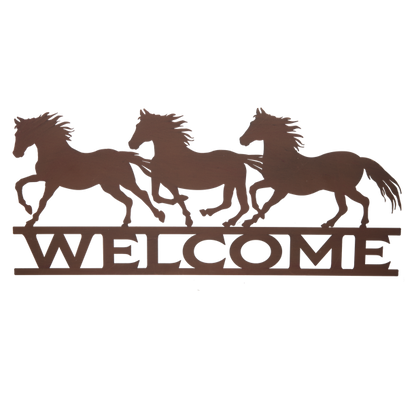 Rotulo de caballos corriendo welcome