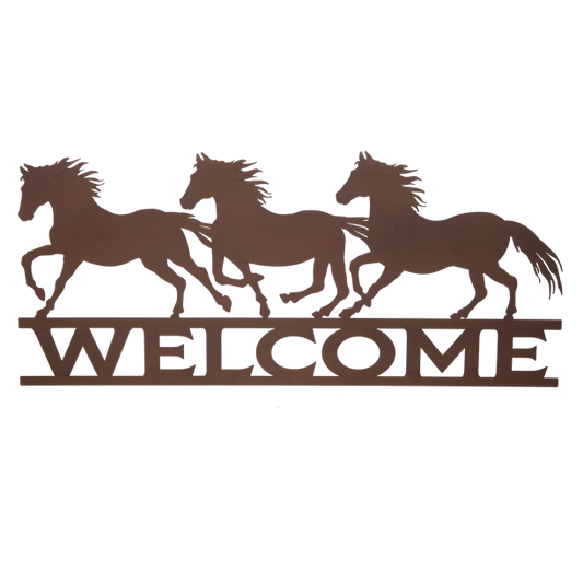 Rotulo de caballos corriendo welcome