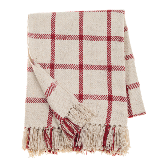 Colcha de lineas rojas
