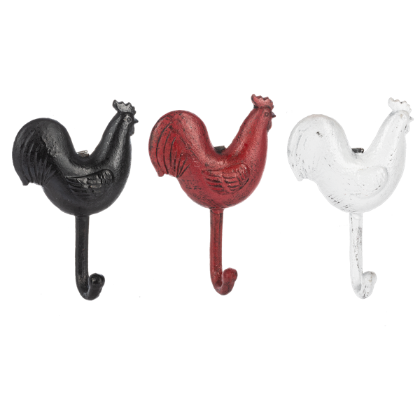 Colgadores de gallina rojo negro blanco