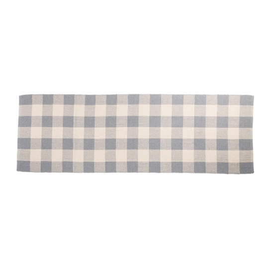 Alfombra larga gris de cuadros