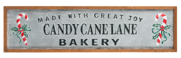 Rotulo candy cane lane de metal