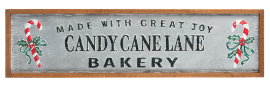 Rotulo candy cane lane de metal