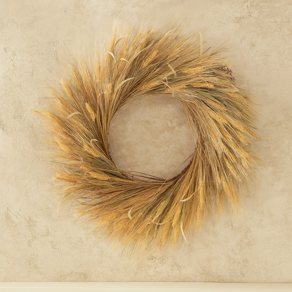 Corona De Trigo Y Pasto Color Crema De 76 Cm
