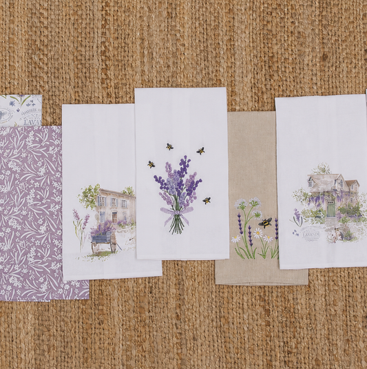 Toalla de cocina lavanda y abejas
