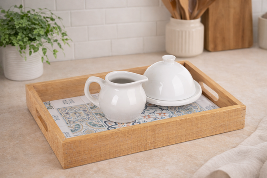 Azafate de madera azulejo vintage grd