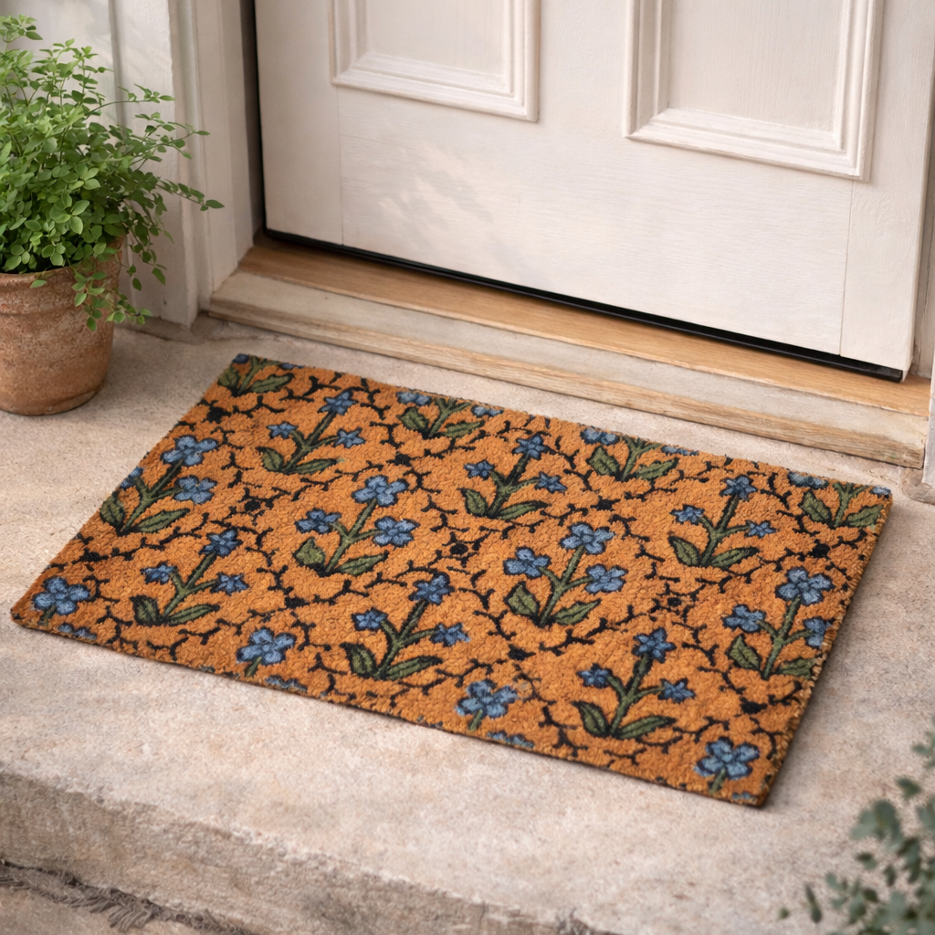 Alfombra con flores azules