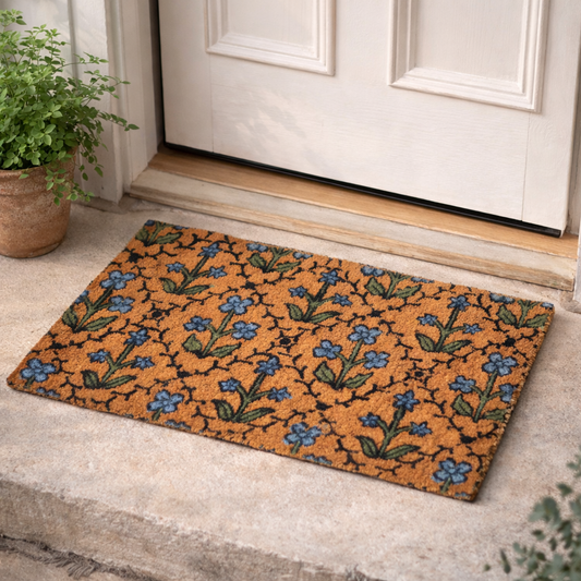 Alfombra con flores azules