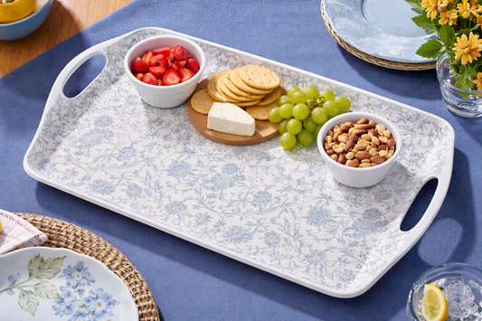 Azafate de flores celestes