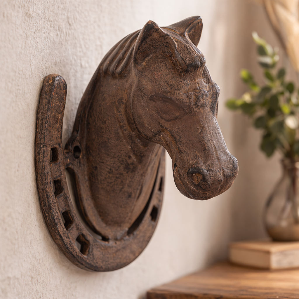 Decoracion de caballo con herradura de hierro