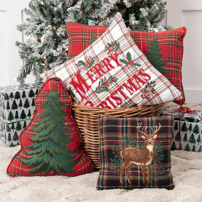 Cojin de tartan con venado botanico