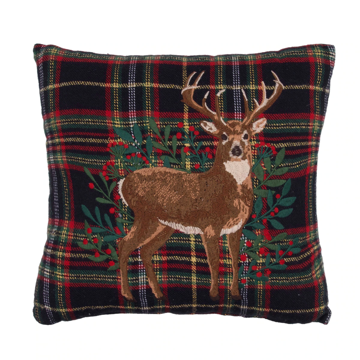 Cojin de tartan con venado botanico