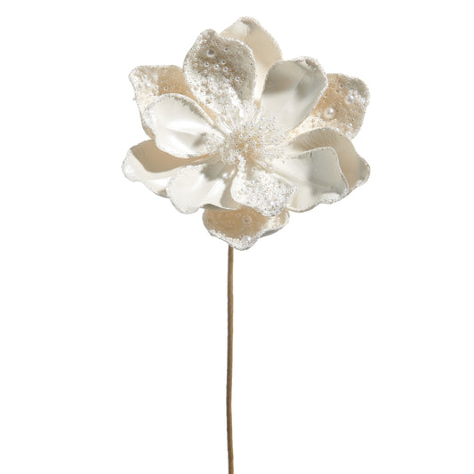 Rama de magnolia blanca con cuentas perladas 20in