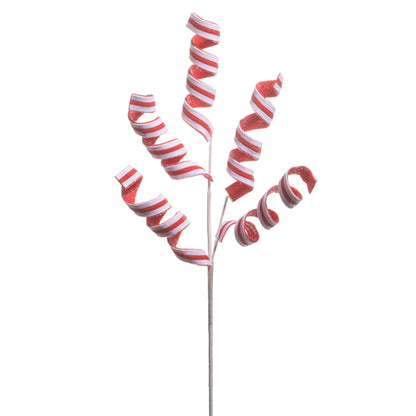Rama De Espiral Dulce Con Brillo Rojo Y Blanco 25In