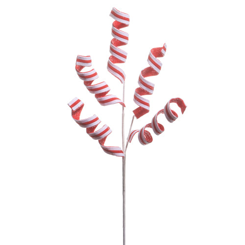 Rama De Espiral Dulce Con Brillo Rojo Y Blanco 25In