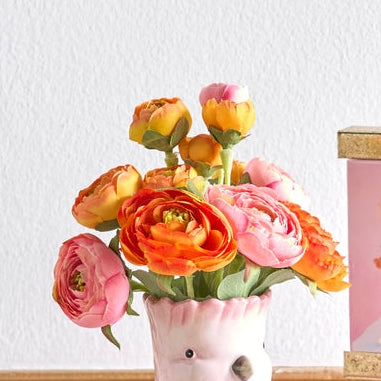 Rama ranunculus rosada y anaranjada 21.5 pulgadas