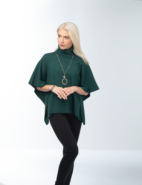 Poncho Con Cuello Verde Botella
