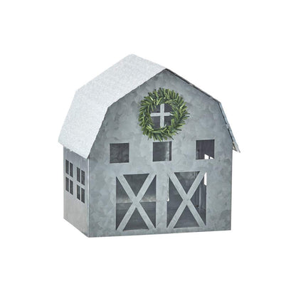 Casas de metal con techo nevado