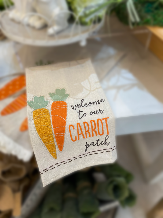 Toalla de cocina de zanahoria Welcome to our carrot patch