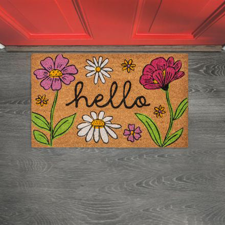Alfombra hello con flores