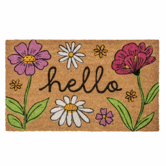 Alfombra hello con flores