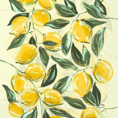 servilletas de limones con fondo amarillo
