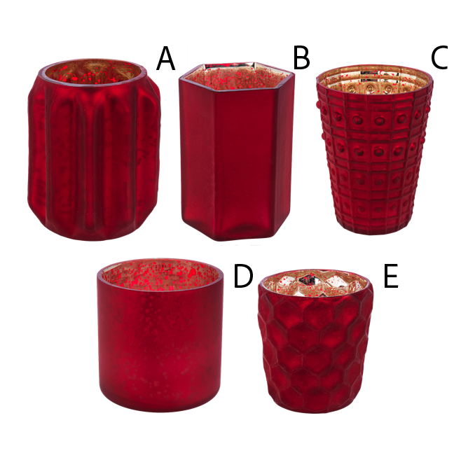 Candeleros pequenos rojos de vidrio