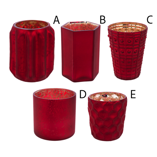 Candeleros pequenos rojos de vidrio