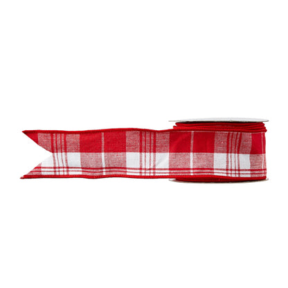 Listón cuadros blanco y rojo