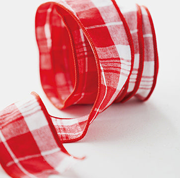 Listón cuadros blanco y rojo