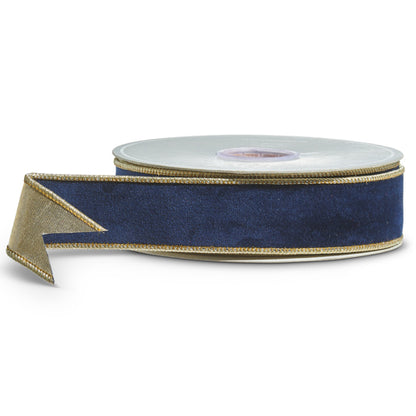 Liston velvet con dorado azul 10y