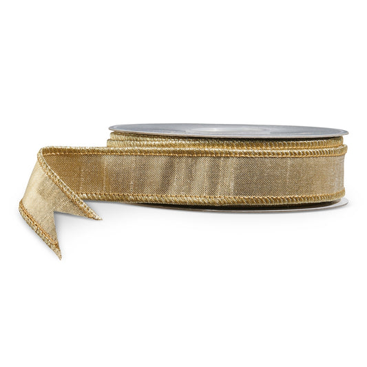 Liston con alambre metalica dorada 1in x 10 yd
