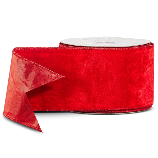 Liston con alambre terciopelo rojo 4in x 10 yd