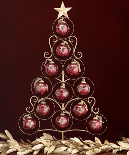 Arbol dorado de circulos para colgar adornos