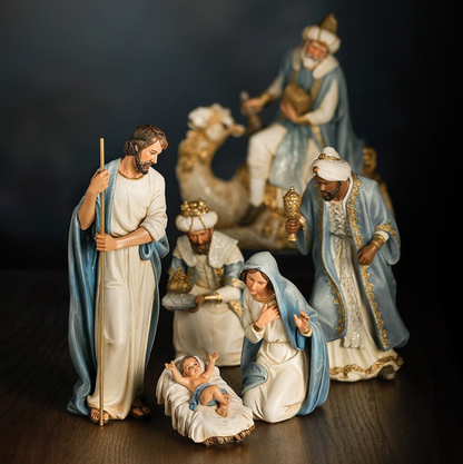 Nacimiento celeste 6 piezas 9.25in con reyes