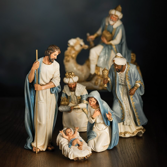 Nacimiento celeste 6 piezas 9.25in con reyes
