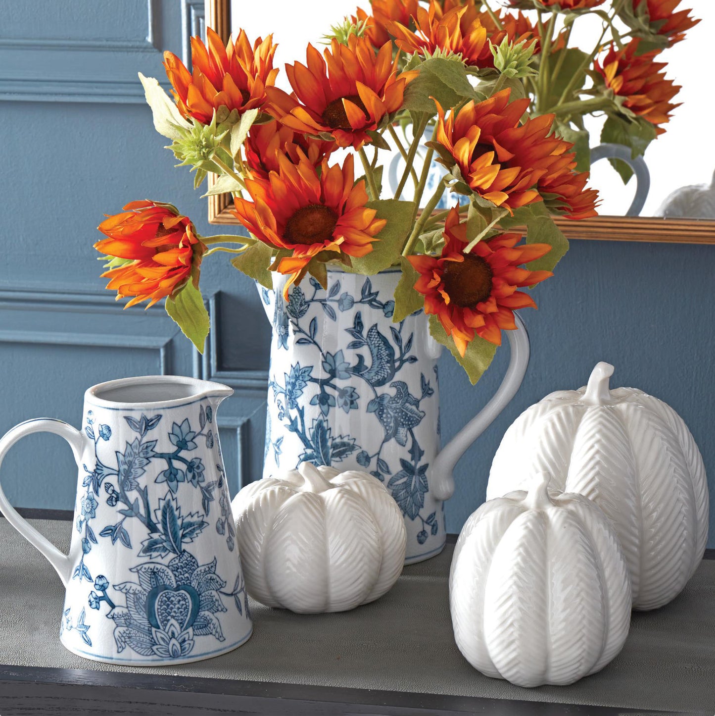 Calabazas ceramica blanca chevron