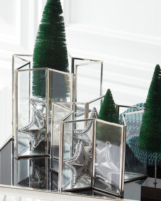 Estrella plateada con espejo grande