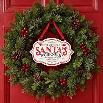 Rotulo north pole y santas workshop