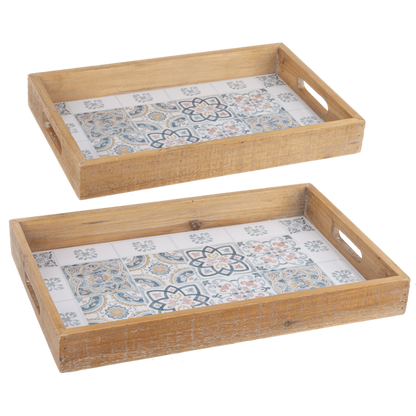 Azafate de madera azulejo vintage grd