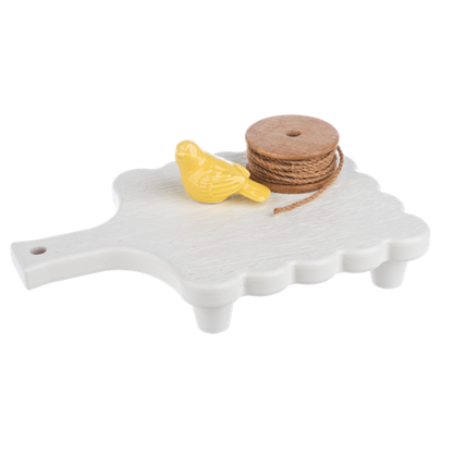Tabla pequena con borde blanca con patas peq