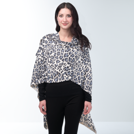 Tapado Animal Print Cafe Y Azul