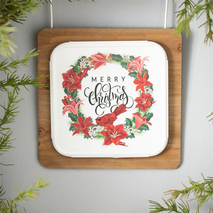 Rotulo Merry Chsitmas petirojo y amarilis