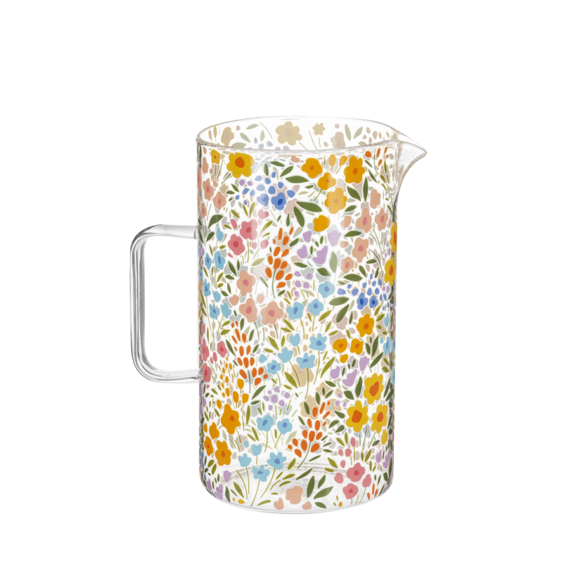 Pichel de vidrio de flores