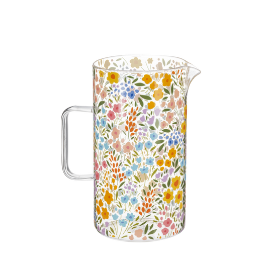 Pichel de vidrio de flores
